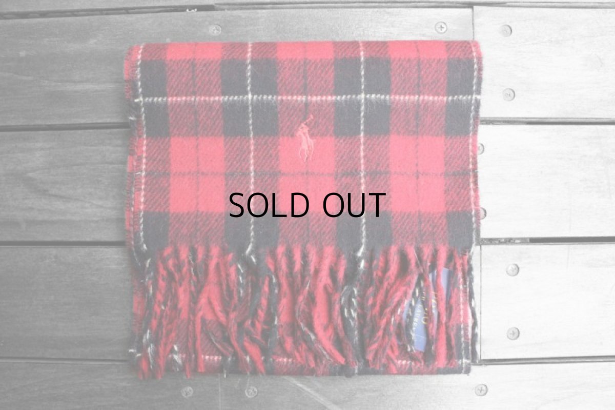 画像1: POLO RALPH LAUREN WOOL TARTAN CHECK MUFFLER【RED/BLACK】 (1)