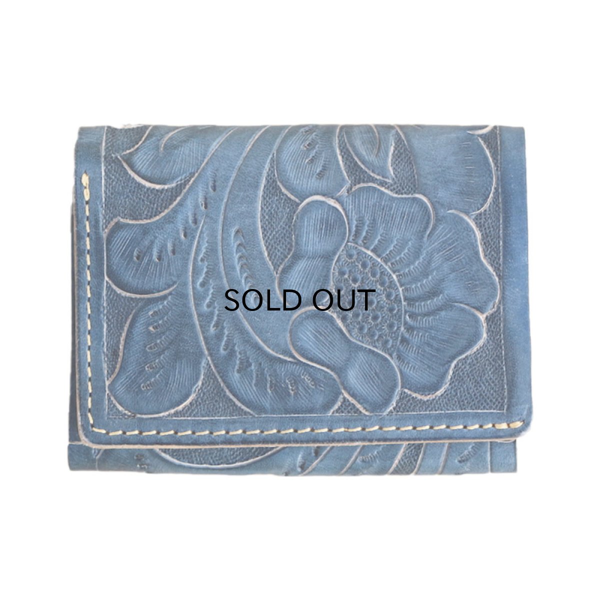 画像1: RRL TOOLED INDIGO CARVING LEATHER CARDCASE (1)