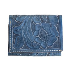 画像1: RRL TOOLED INDIGO CARVING LEATHER CARDCASE (1)