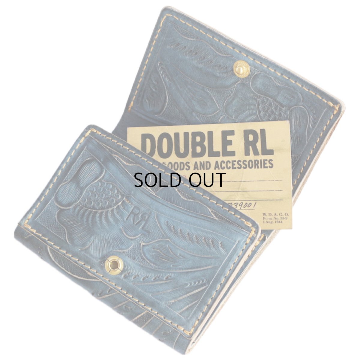 画像2: RRL TOOLED INDIGO CARVING LEATHER CARDCASE (2)